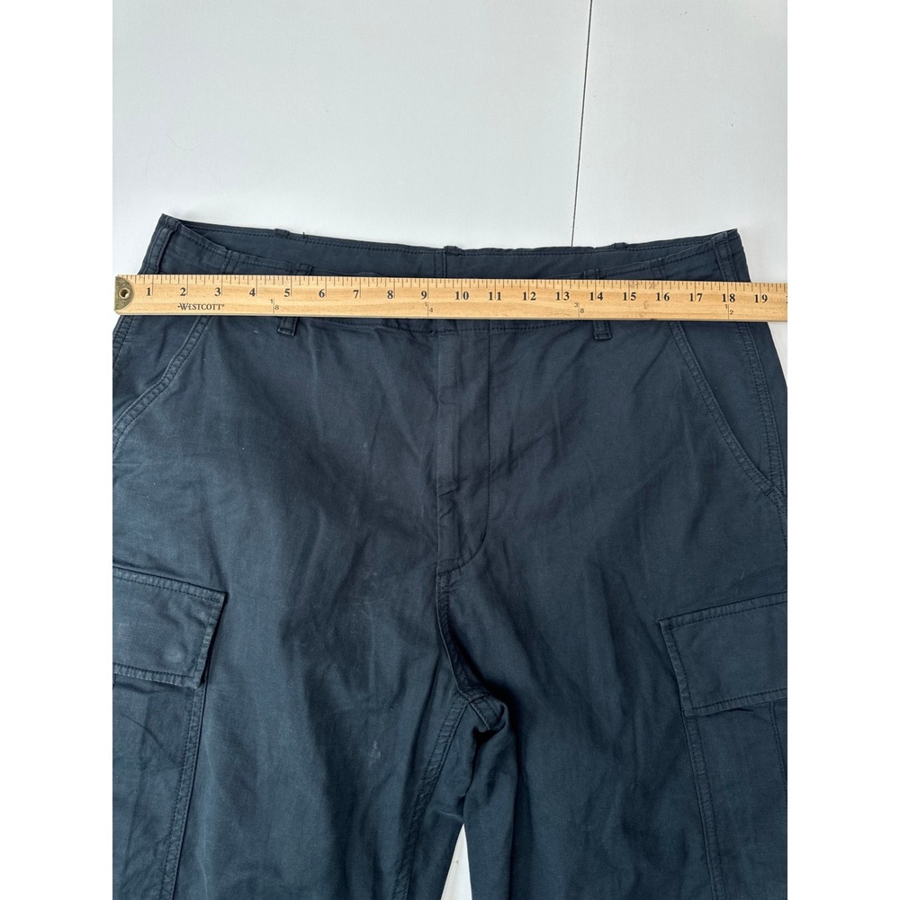 Uniqlo Mens Cargo Pants Black Cotton Stretch Straight Leg Utility Size L 33-36 - Picture 7 of 9